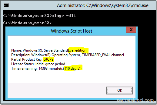 Windows Server 2012 - Aktivasyon Periyodu