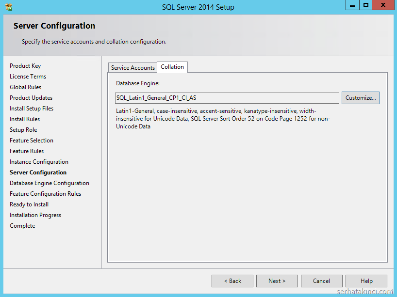 SQL Server 2014 - Collation Ayarları