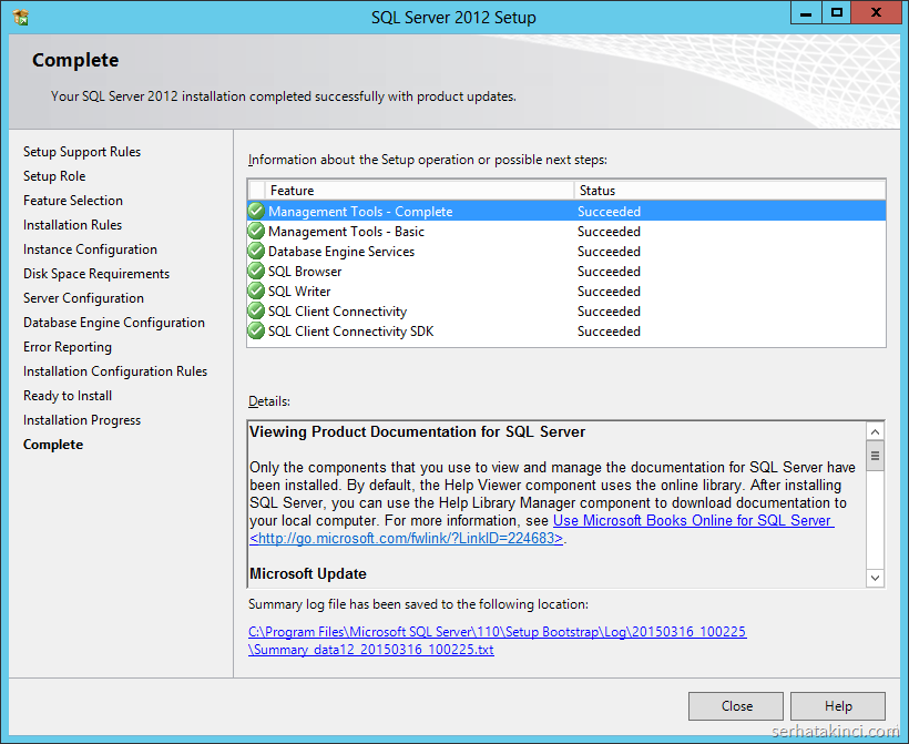 SQL Server 2012 Kurulumu - Adım 16